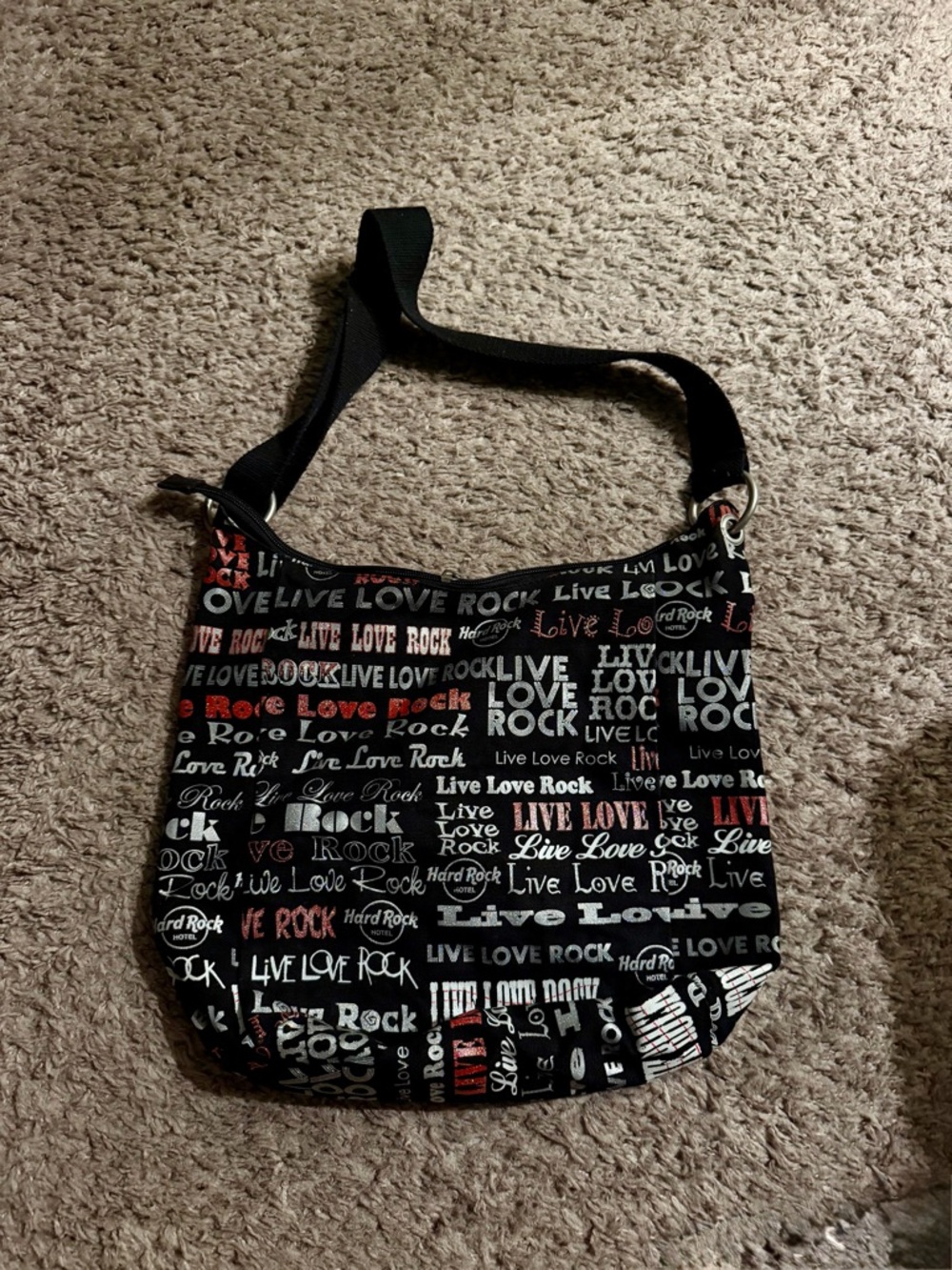 Vintage Hard Rock Live Love Rock Black Crossbody Bag